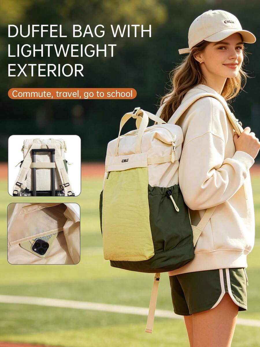 Myco Colorblock Casual Nylon Women's Backpack, Multifunctional Commuter Daily Bag, Multi-Pocket Lightweight Travel Bag, Large Capacity Minimalist Student School Bag