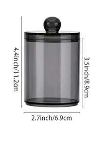 Acrylic Cotton Swab Storage Box, Suitable For Cotton Swabs, Cotton Balls, Cotton Pads, Dental Floss Picks - Small Plastic Apothecary Jar Set, Bathroom Essential Decor, Vanity Cosmetic Organizer - Black - View 6