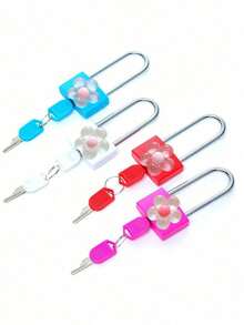 Small Luggage Padlock, Metal Key Padlock, Metal Mini Padlock With Cute Transparent Flower Decoration, 2 Keys Included, Small Combination Lock, No Assembly Required, Suitable For Luggage, Pencil Case, Backpack, Travel Accessories, School Locker, Sports Locker, Fence, Toolbox, Perfect For Graduation Season, Back To School, Teacher's Day Gift, Travel Accessory - Multicolor - View 6