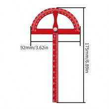 Men's Red Aluminum Alloy Adjustable Protractor, 180 Degree Scale Angle Measuring Tool, Suitable For Drawing, Geometry And DIY Projects - A - View 6