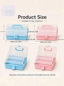 3-Tier Foldable Transparent Storage Box With Bow Detail – Stackable Organizer For Home Desktops; Collapsible & Space-Saving; Portable Handheld Case For Sorting Craft Parts & Sundries; Suitable For Teacher's Day, Christmas, And Halloween. - A - View 10