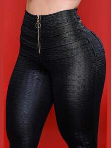 Women's Flat Belly Pants, Riding Pants, Disguise Cellulite - Negro - Ver 9