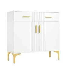 Sideboard White With Storage With Drawers With Doors Made Of Wood For Dining Room And Living Room - White - View 11