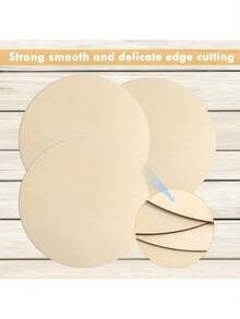 10pcs Unfinished Natural Round Wooden Discs, Smooth Original Color Wood Slices, Suitable For Customized Art Creation, Coaster Making, Wall Hanging Decoration And Rustic Home Interior Tabletop Decor Craft Materials - A - View 5