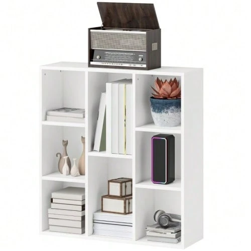 Bookshelf, 8-Tier Stand Shelf, Storage Rack, Kitchen Shelf For Living Room, Bedroom, Office, White - 白色 - 查看 1