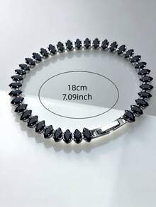 1件時尚經典 2.5mm 閃亮立方鋯石網球手鍊，適合女性與男性，適用於日常配戴與送禮 - 黑色鋯石 - 查看 5