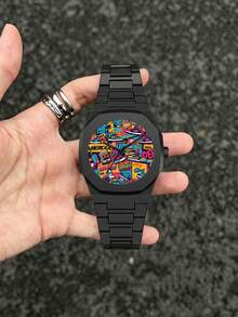 1pc Men's Quartz Watch, Daily Wear, Fashion Business Personalized Sports Luxury Style, Great Gift Choice For Holidays - Black - View 1