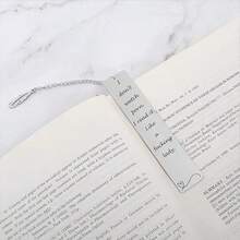 Metal Bookmark Gift, Engraved Stainless Steel Leaf Pendant Bookmark With "I Read It Like A Fking Lady" - A - View 2