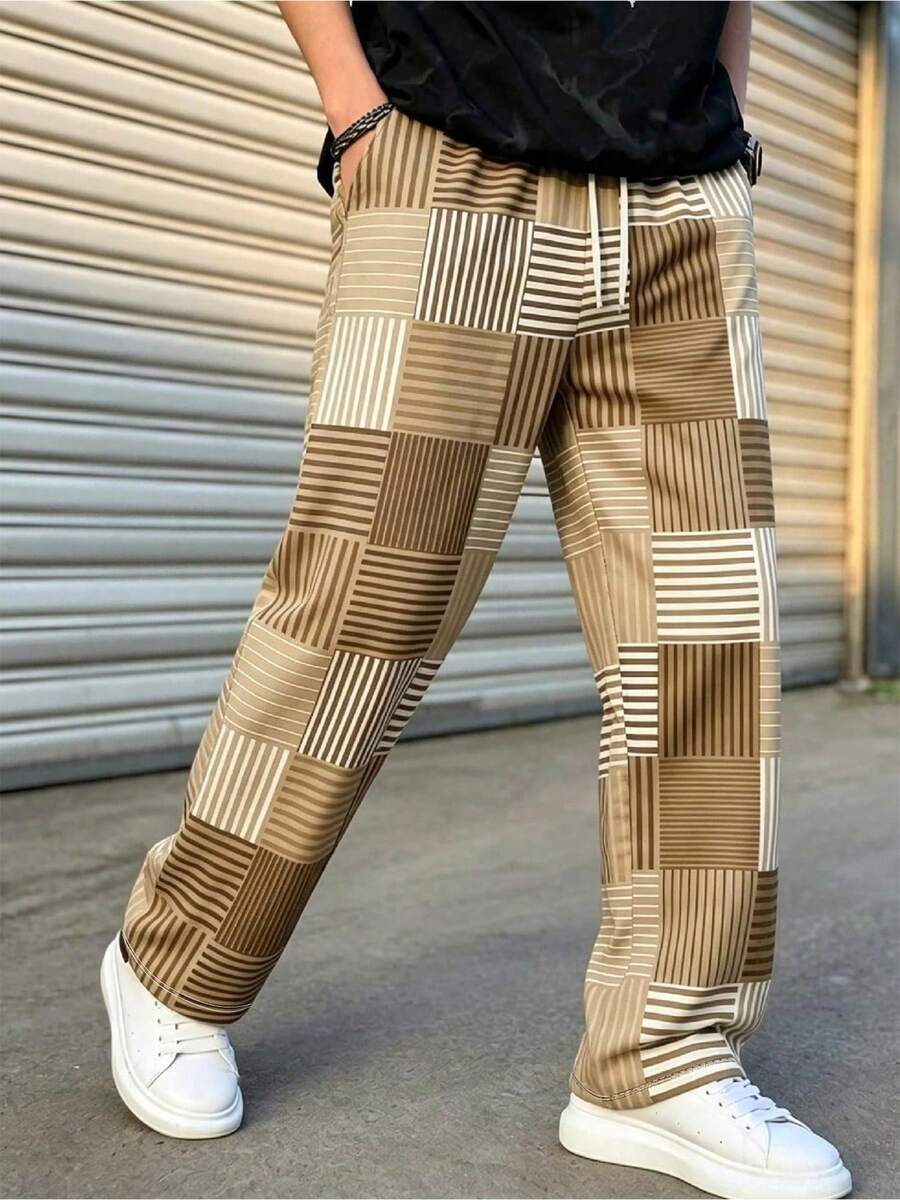 Men's Autumn/Winter Vintage Plaid Casual Wide Leg Long Pants - Multicolor - View 1