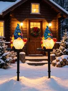 1pc Resin Gnome Solar Garden Stake Light, Fairy Statue Landscape Light, Waterproof Outdoor Decorative Light, Suitable For Lawn, Patio, Yard, Pool, Garage, Christmas Holiday Atmosphere Decoration - Multicolor - View 1