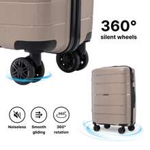 W WINGS 3 PiecesLuggage Set (20", 24", 28") | ABS+Hard Shell Suitcase, Combination Lock, Telescopic Handle, 360° Spinner Wheels - Champagne - View 4