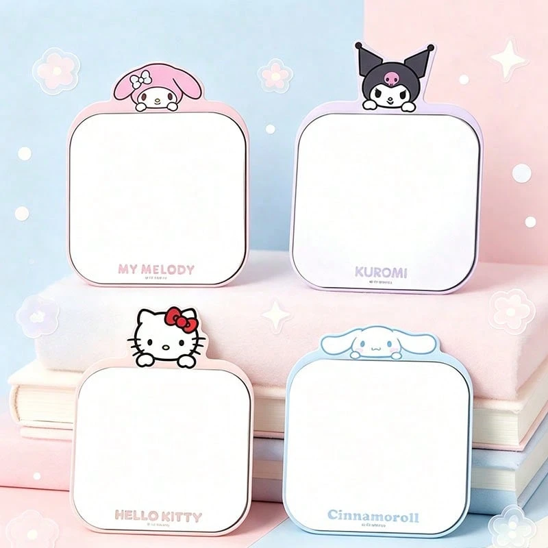 Miniso Sanrio IP Metal Table Mirror, Cute Cartoon Desktop Dressing Mirror, High‑Definition Makeup Mirror, Ornament For Dorm Home Office, Textured Metal Frame (1 PC) - Multicolor - View 1