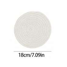 Woven Rope Placemat & Drink Coaster Set, Farmhouse Boho Minimalist Table Decor For Coffee Table Dining Table, Natural Handwoven Round Table Mats For Home Kitchen Dining Party Decoration, 1Pc 4Pcs - White - View 10