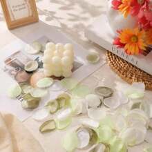 50/100/300/500/1000pcs Silk Rose Petals, Wedding Petals, Green Mixed Artificial Rose Petals, Realistic Petals For Proposal Basket, Aisle, Bride Party Table Decor - Four Colors Of Rat Tail Green - View 3