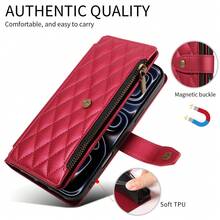 Flip Protective Case Compatible With Apple 18/17 ProMax/16/15/14/13/12/11 Pro Wallet Phone Shell Card Holder Wrist Strap Zipper Pocket Coin Storage Phone Protective Cover - Red - View 6