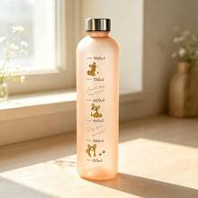 Cute Dachshund Water Bottle With Adorable Scale Lines, Large Capacity, Suitable For Hiking, Camping, Office And Travel, Gold/Silver Lid Optional - Multicolor - View 10