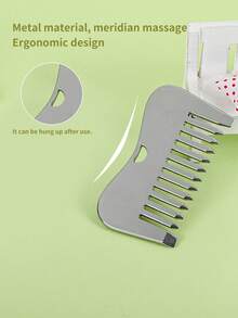 INYUSUN 1pc Metal Scalp Massage Comb, Portable Relaxation Tool, Neck And Face Scrubbing Massage Comb With Wide Teeth Design - Multicolor - View 3