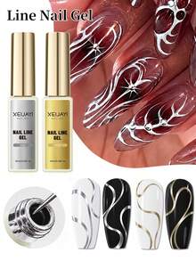 XEIJAYI 10ml Gold & Silver Nail Art Line Gel Semi-Permanent UV/LED Nail Polish Painting Gel DIY Nail Art Liner Gel Tool Women's Gift - Multicolor - View 1