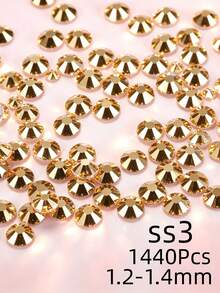 Gold Flat Back Rhinestones, Multi-Size Round Crystal Hot-Fix Rhinestones, Shiny Adhesive Rhinestones, Suitable For Nail Art, Phone Cases, Shoes, Clothing, Handmade DIY Decoration - Gold - View 6