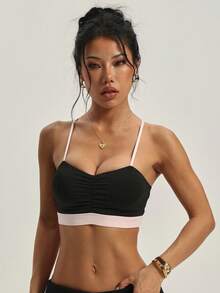 Kuswouy Women's Solid Color Removable Padded Criss-Cross Back Sports Knit Bra - Multicolor - View 5