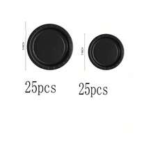 100/50/25/10/1pc Black Paper Plates, Luxury Party Plates, Suitable For Wedding, Birthday, Banquet, Picnic, Gathering, Dessert And Food Display, Disposable For Quick Table Cleanup, Holiday Party Table Decor Paper Plates - Black - View 18