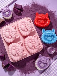 4-Cavity Cartoon Alpaca Silicone Mold 2 Pieces Set With Dropper, Easy Release, DIY Chocolate Jelly Pudding Baking Tool, Suitable For Handmade Baking, Chocolate Making, Cake Decoration, Handmade Soft Candy, Home Baking - Multicolor - View 2