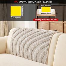 1pc Textured Curved Plush Sofa Cushion, Anti-Scratch Anti-Slip Washable Sofa Cover, Neutral Color Decorative Sofa Seat Pad - Coffee Brown - View 17