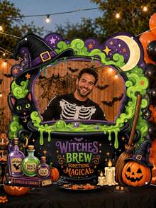 Halloween Photography Props, Fun Polyester Hollow Out Party Props, Equipped With Witch Magic Jars, Ghost Castles, Black Cats, Interactive Photo Booth Decorations, Suitable For Trick Or Treat Parties, Halloween Party Decorations, And Home Decor Items - A - View 7