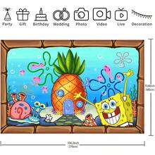 WPETLE Pineapple House Underwater Backdrop, Cartoon Photography Background, Children's Birthday Party Wall Decor - Multicolor - View 12