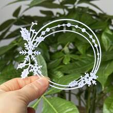 1pc Christmas Snowflake Round Frame Carbon Steel Scrapbooking Metal Cutting Template, For Making Paper Greeting Cards - Christmas - View 2