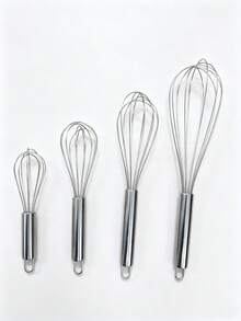 1pc/3pcs Stainless Steel Balloon Whisk Set, Upgraded Cooking Whisks For Mixing, Beating, Blending And Stirring - Silver - View 9