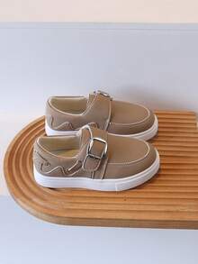 1 Pair Kids' Retro Loafer Sneakers, Colorblock Casual Shoes For Boys And Girls, Spring/Autumn New Style Non-Slip Slip-On Shoes - Brown - View 6