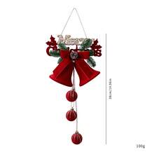 Christmas Red Cute Exquisite Bell Nordic Style Flocked Bow Hanging Ornament, Christmas Window Hanging Decoration - Red - View 21
