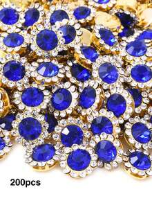 100/200/500pcs 1.2cm Rhinestone Sunflower Hand-Sewn Beaded Flower Applique Lace DIY Hair Accessories Material Handmade Double Layer Flower - Sunflower Flat-back Rhinestone - View 27