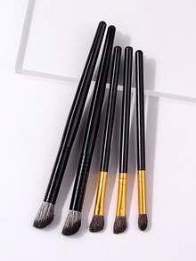 5Pcs Makeup Brush Set,For Eyeshadow Blending, Shading, Concealer And Eyebrow, ,Beginners & Makeup Lovers Daily Eye Makeup - Black - View 3