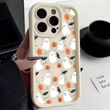 Halloween Pumpkin Ghost Silicone Phone Case For IPhone 16 15 14 13 12 11 Pro Max 17 Air Plus Soft Cover 0ZWO - 米白色02 - 查看 1