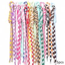 5入組 22-25cm 色塊拼接手工編織尼龍掛繩,花卉圖案鑰匙圈手機掛繩包飾 DIY 校園文具背包可愛裝飾繩 - 花色編織掛繩 - 查看 22