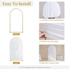 New Water Ripple Pleated Elastic Arch Backdrop Cover, Double-Sided Stretchable Fabric, Arch Background Frame Cover For Wedding, Birthday, Baby Shower, Photography Backdrop Party Decoration, Craft Fabric, Party Photo Arch Decoration (Frame Not Included) - White - View 6