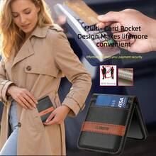 RFID Blocking Faux Leather Wallet Case For SamsungGalaxy Z Flip 8 7 7FE 6 5 4 3 5G With Card Holder Kickstand Flip Cover Phone Wallet Bag - Black - View 10