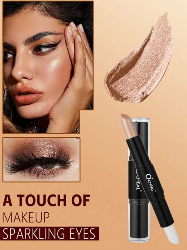 1pc Dual-Ended Eyeshadow Stick, Brightening & Contouring Natural Highlight, Waterproof & Sweat-Resistant, Show Off Your Beauty, Perfect For Y2K Era, Thoughtful Gift For Friends