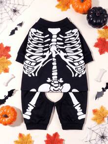 LUCKIE PAW 1pc Halloween Skeleton Print Funny Pattern Pet Four-Legged Pajamas, Anti-Flea, Reduce Shedding, Thermal Insulation, Breathable, Suitable For Small And Large Dogs And Cats, Indoor And Outdoor - Multicolor - View 15