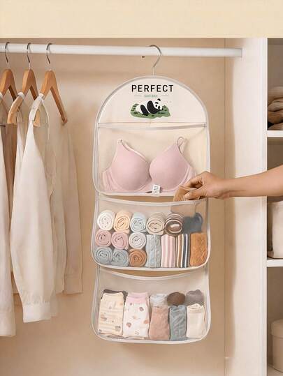 2PCS/3pcs Children Socks Storage, Adult Socks Storage, Underwear Storage Bag; Vertical Storage, Ultimate Space Utilization, Hanging Design, Can Be Easily Hung On Closet Rods, Behind Doors Or Bedside. This Fully Utilizes Neglected Vertical Space Without Occupying Precious Desk And Floor Area, Making It A Space Expansion Tool For Small Spaces; Large Opening Design Easy To Take Out And Put In Items, Washable Convenient Cleaning, Maintains Hygiene; Suitable For Home Storage/Travel/Business Trips, Can Be Used For Sorting And Storing Small Clothing Items For The Whole Family