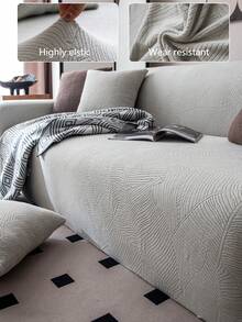 1pc All-Season Elastic One-Piece Waterproof Sofa Cover, Fabric Anti-Slip Full Sofa Cushion Cover, Washable Dust-Proof & Color-Resistant Sofa Slipcover, Suitable For Bedroom, Office, Living Room - Light Grey - View 1