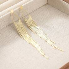 DIYCCPC Vintage Long Tassel Drop Earrings, Exquisite Handmade Women's Jewelry, Suitable For Wedding And Party, Perfect Gift For Girlfriend And Wife - Gold - View 3