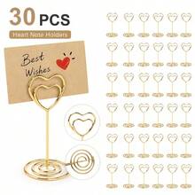 10/20/30/50pcs Gold/Seat Number Card Holders, Table Number Stands, Dining Table Card Clips, Wedding Heart-Shaped Table Signs Photo Menu Memo Clips, Valentine's Day Desktop Decoration - View 7