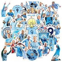 FIFA 50 ملصق كرة قدم هولاند من فيفا، قميص رقم 9، كأس، أنماط حركة المباراة والاحتفال، مناسبة لألبومات الصور والمجلات وعشاق كرة القدم - متعدد الألوان - مشاهدة 1