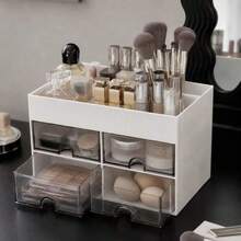 1pc Cosmetic Storage Box, Vanity Organizer Rack, Can Store Makeup Brushes, Jewelry And Perfume; Suitable For Bedroom, Bathroom, Desk, Portable For Travel Toiletries Storage. Creative And Fun Gift, Suitable For Birthday, Christmas, Wedding Presents, For Mom, Friends, Teachers, Also Serves As Living Room And Bedroom Decoration. - Multicolor - View 5