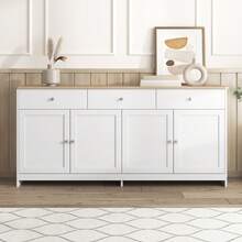 Wood-Effect Sideboard, Modern Storage Cabinet For Living And Dining Rooms - White - View 8