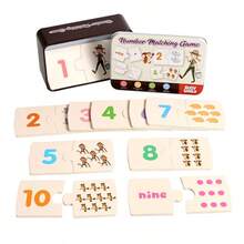 1 Set Number & Quantity Matching Puzzle Game, Baby Number & English Word Cognition, Kindergarten Math Enlightenment Educational Puzzle Card Toy - Multicolor - View 2