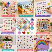 1440pcs/10 Sheets Colorful Laser Shiny Glitter Pattern Stickers, Geometric Style Colorful Stickers, Perfect For Office, Student Classroom, Gift Wrapping, Handmade Self-Adhesive Labels, Motivational Encouragement Star Stickers, Back To School Stickers, School Opening Decoration Stickers, Back To School Gifts - Multicolor - View 9
